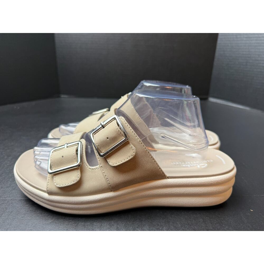 Clarks Cloudsteppers Size 10 Womens Slide Sandals Drift Buckle Tan